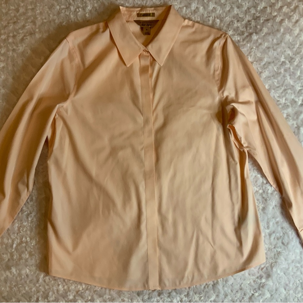 Investments Gold Label Non Iron Solid Peach Button Up Shirt Size 16